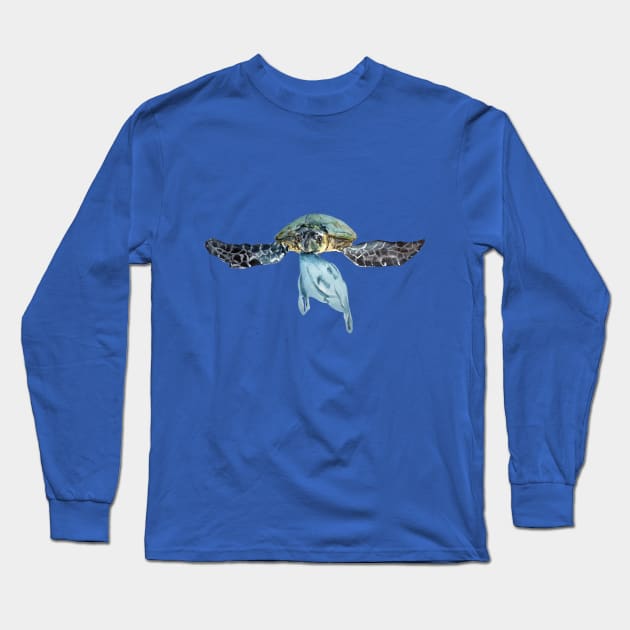 Sea turtle with plastic bag Long Sleeve T-Shirt by love kisses and such